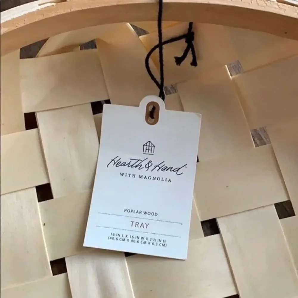 $35 or Free with $200 purchase NWT Poplar Wood Big 16”x16” Tray / Basket New Tag